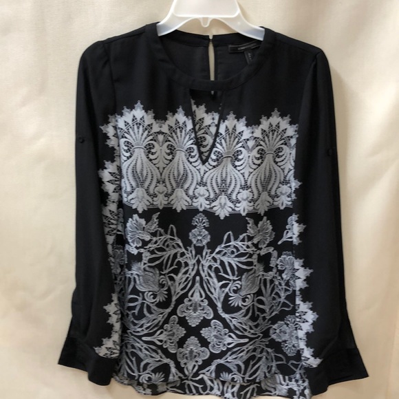 BCBG MAXAZRIA BLACK AND WHITE ELLEN BLOUSE XXS - Picture 4 of 8